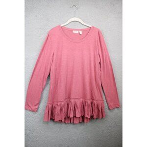 LOGO by Lori Goldstein Long Sleeve Ruffle Trim Tunic-Size Medium-BOHO